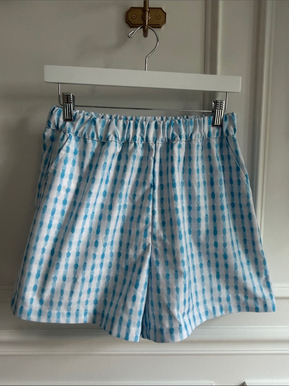 Hey Friends Seabreeze Blue Gingham Pull-On Shorts
